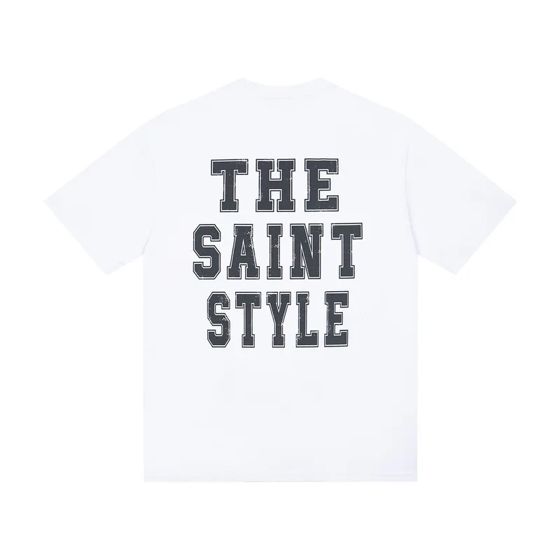 106💰S11# Mechao SAINT white ink direct-injection pure cotton 260g loose short-sleeved T-shirt 18 black, white S-XL